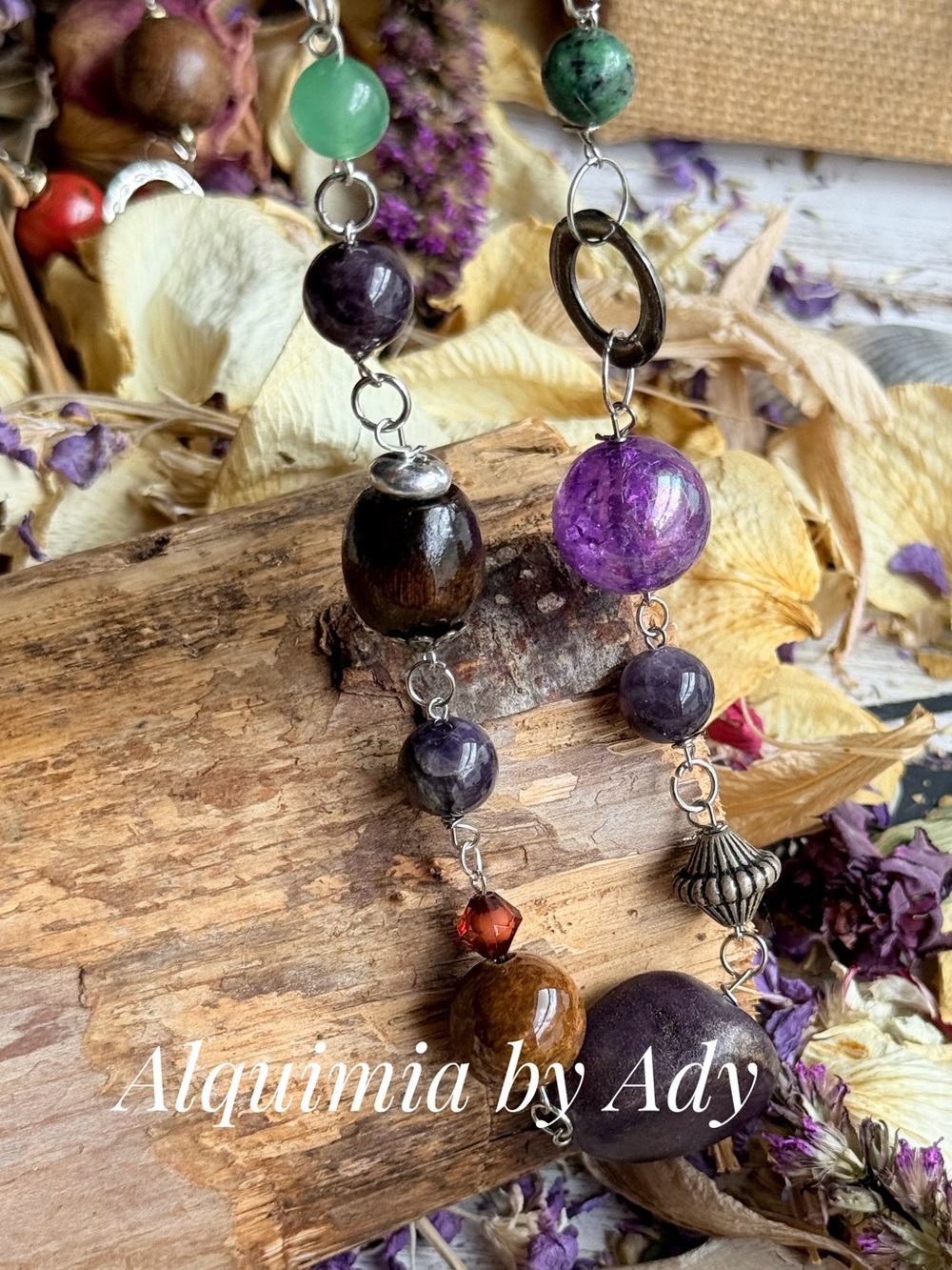 FALL Purple, Green & Brown Multi-Gemstone CHOKER Necklace